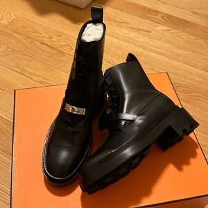 Hermes Black Funk Ankle Boots Size 37